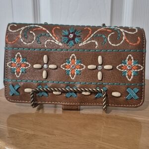 Embroidered Beaded American Bling Wallet Bifold Card Case